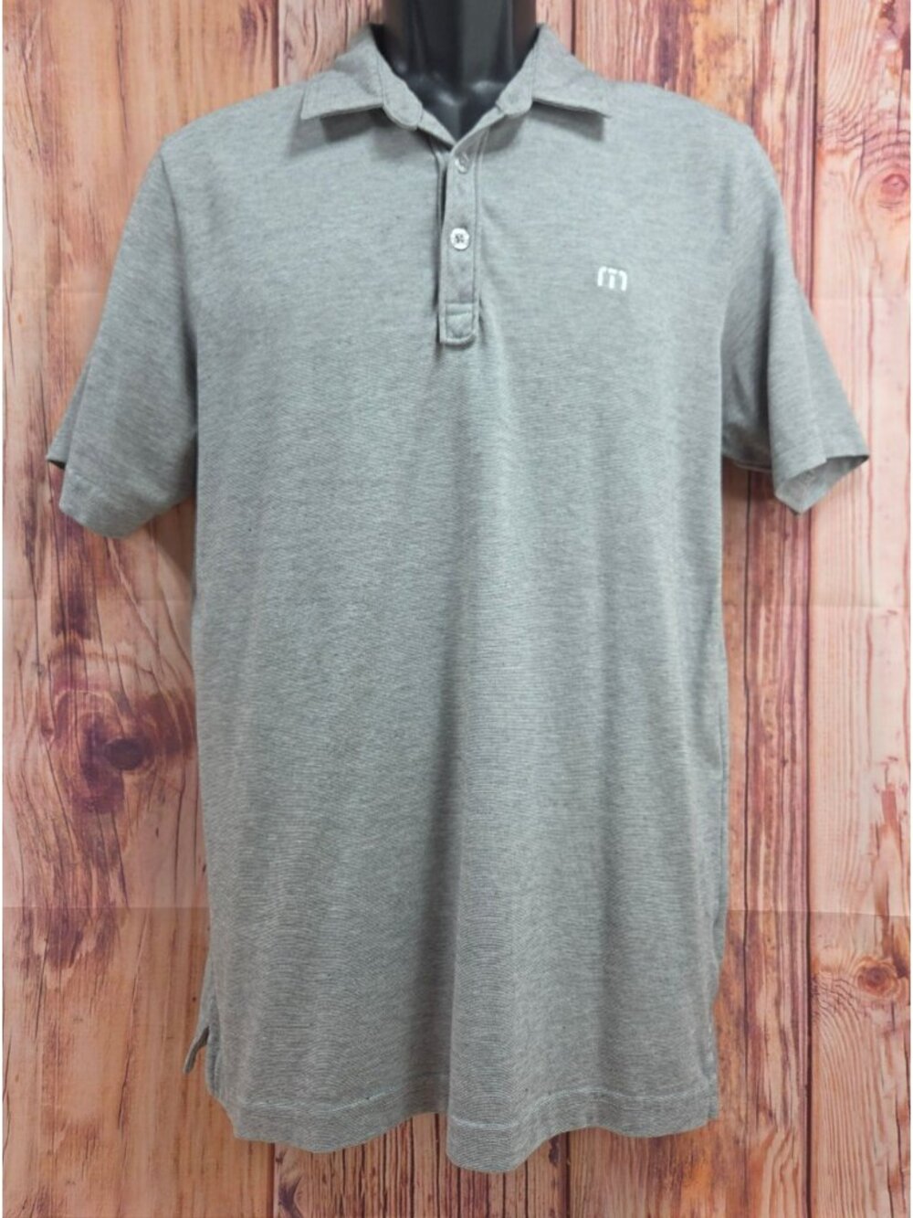 Travis Mathew Mens Gray Short-Sleeve Polo Shirt Size Medium